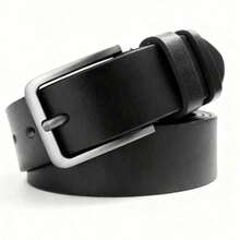 Thắt lưng da thật nguyên tấm rộng 3,7cm, dài 140cm, có khóa bấm lỗ cho nam - Màu đen thông thường - Xem 3