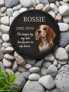 1件定制宠物纪念石，个性化防水猫狗墓碑，定制幼犬墓碑，个性化宠物纪念石，定制狗狗纪念花园石，宠物墓碑，刻有宠物名字的花园石，宠物逝世纪念礼品 - 深灰色 - 查看 2