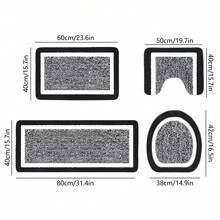 4 Piece Bathroom Rugs Sets With Toilet Lid Cover, U Shaped Toilet Mat And Absorbent Microfiber Plush Mats, Non-Slip Backing, Machine Washable Bathroom Decor Set For Bathroom, Bedroom, Living Room - Black - View 4