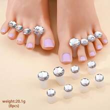 Set de 8 separadores de uñas y dedos de los pies con forma de pétalos de flor de silicona rosa, herramientas para el arte de uñas, adecuado para mujeres y niñas para el cuidado diario de las uñas, suministros para el arte de uñas, herramientas para uñas, herramientas adhesivas para uñas, temporada de vuelta a clases, arte de uñas, herramientas para uñas - Multicolor - Ver 2