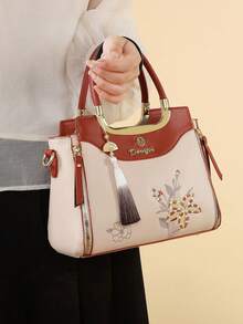 3pcs Embroidered Women Handbag Set, Including Shoulder Bag, Crossbody Bag And Tote Bag - Multicolor - View 4
