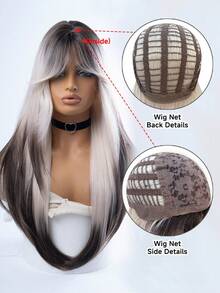 1 Tóc giả thẳng tổng hợp nhiều màu chịu nhiệt, bóng mượt, làm từ sợi, thích hợp sử dụng hàng ngày, vẻ ngoài tự nhiên và chân thực (không bao gồm phụ kiện) - Tóc vàng ombre - Xem 9