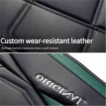 Chic Black & Orange Contrast Faux Leather 5-Seater Full Coverage Car Seat Covers - Emblem & Lettering Stitching Design Universal Fit Auto Seat Protectors - 橘色五座 - 查看 9