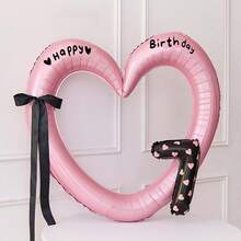 Khung ảnh bóng bay hình trái tim màu hồng, đồ trang trí nơ số cho tiệc sinh nhật - Nhiều màu - Xem 9