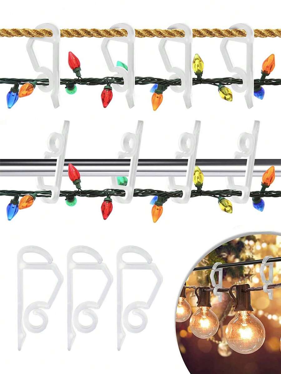 30/50/100pcs Multi-Purpose Holiday Light Clips, Christmas Light Clips, Outdoor Light Clips - Can Be Installed On Roof Tiles And Eaves - Suitable For Mini Lights, C6, C7, C9 Lights, String Lights, Icicle Lights - No Tools Required - Multicolor - View 1