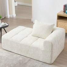 Modern Sectionalsofa, L-Sofa, 3-Sitzer-Sofa, keine Installation erforderlich, Chenille-Sofa mit Chaiselongue und Armlehnen, 3 Kissen, Seitentasche für Fernbedienung, Bege - Bege - Ver 6