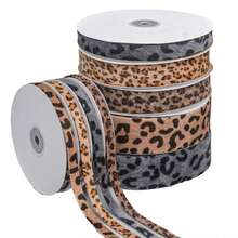 Cinta de terciopelo con estampado de leopardo, cinta de satén con estampado de leopardo de una sola cara, accesorios para el cabello hechos a mano con diadema de moño, suministros de ropa, envoltura de regalos, decoración de fiestas, manualidades y coronas de DIY