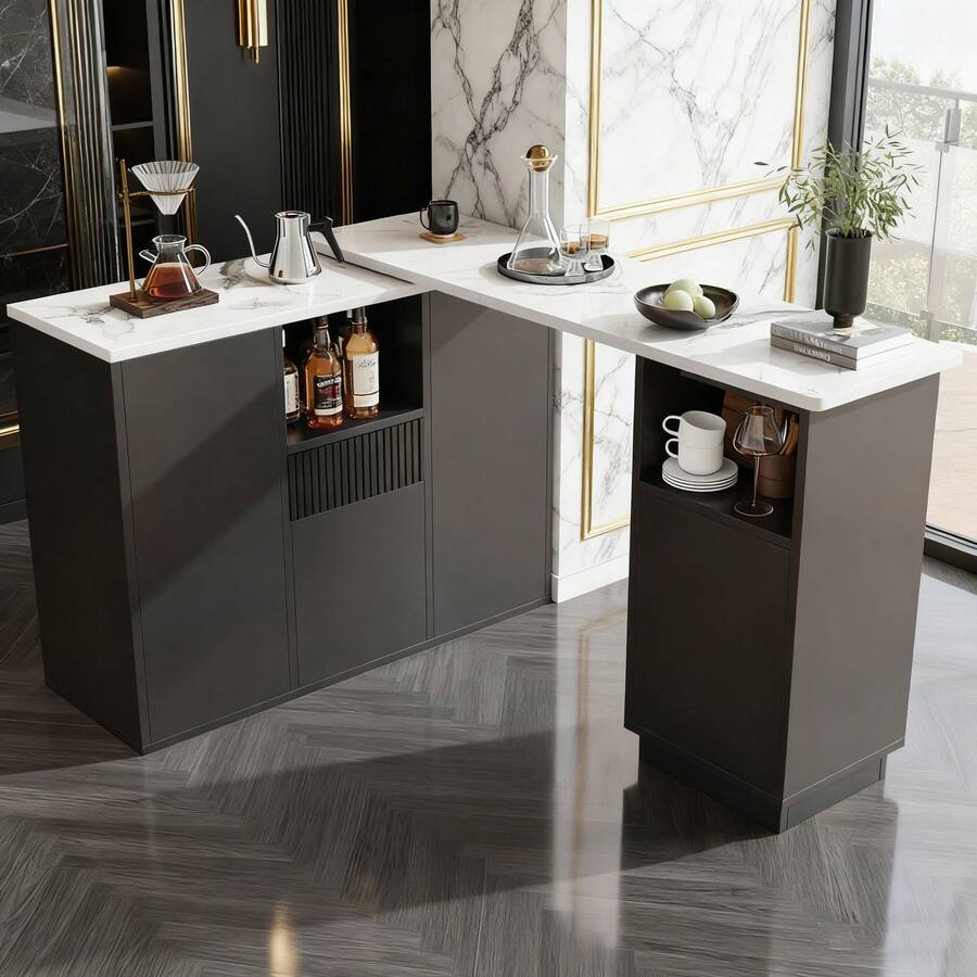 Bar Tables - Black + MDF-1 - View 1