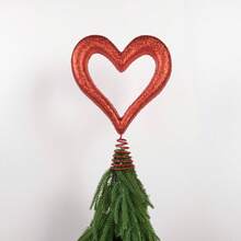 Christmas Heart-Shaped Tree Topper, Creative Metal Tree Cap For Home, Office, And Party Decorations, Suitable For Christmas And Valentine's Day - 酒紅色 - 查看 5