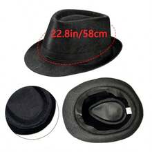 3 Packs 1920s Mens Costume Accessories Gangster Fedora Hat Bow Tie Y-Back Suspenders For Halloween Christmas Carnival Party Black - 如圖 - 查看 3