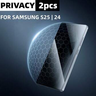 2pcs Tempered Glass Screen Protector For Samsung Galaxy S25 Ultra, Anti-Spy, Full Screen Coverage, S25/S24 Plus Anti-Fingerprint Screen Protector, S25/S24 Protective Film, S24 Ultra Privacy Screen Protector