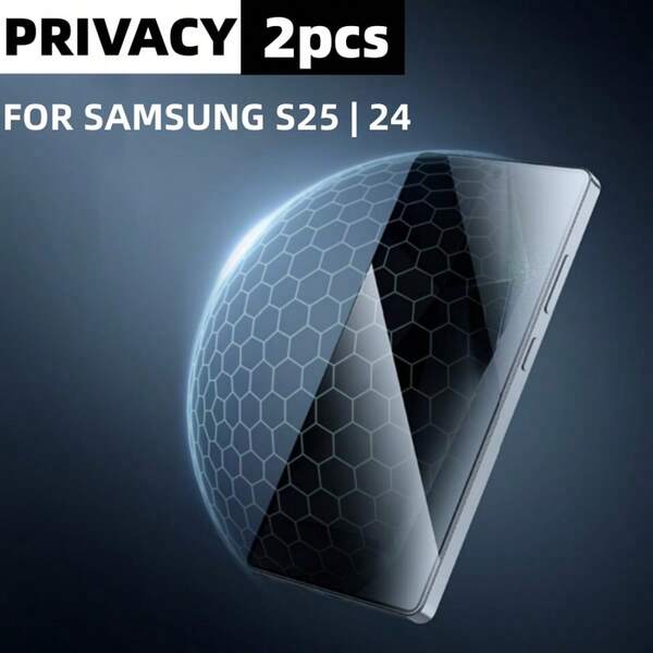 2pcs Tempered Glass Screen Protector For Samsung Galaxy S25 Ultra, Anti-Spy, Full Screen Coverage, S25/S24 Plus Anti-Fingerprint Screen Protector, S25/S24 Protective Film, S24 Ultra Privacy Screen Protector