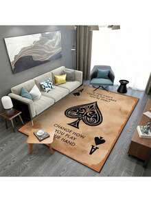 1 Stück Spielkarten Muster Teppich, geeignet für Wohnzimmer, Schlafzimmer, Unterhaltungsbereich Bodenbelag, Bar Dekoration Teppich, Spielzimmer Teppich, perfekt für Party Dekoration - Verschiedenfarbig - Übersicht 13