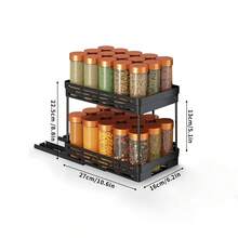 1pc/2pcs 2 Tier Multifunctional Plastic Storage Rack, Large Capacity Double Layer Cabinet Storage Organizer, Drawer Type Storage Shelves For Seasoning Bottle & Spice Jar, Pull Out Under Sink Organizer, Suitable For Cabinet, Kitchen, Restaurant And Bathroom, Space-Saving Storage Holder