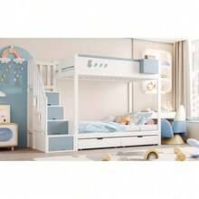Kids Bed Frames, Headboards & Footboards - White+Blue + Wood + 90cm*200cm - View 6