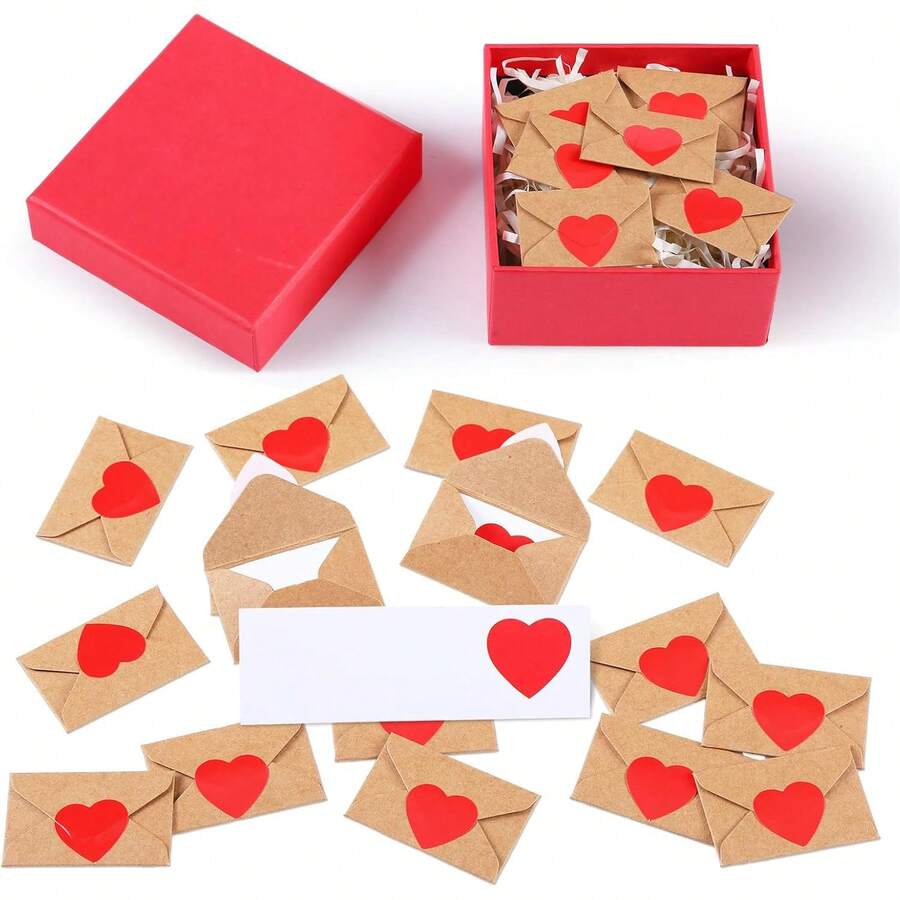 25/50pcs Mini Love Letter Set, Includes Envelopes And Blank Cards, Suitable For Long Distance Couples, Valentine's Day Gift, Unisex For Boyfriends And Girlfriends, With Small Envelopes Included