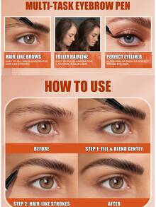 W3W 2-In-1 Eyebrow Pencil & Eyeliner, Natural Waterproof Sweat-Resistant Long-Lasting Buildable Eyebrow Pencil, Women Dual-Ended Micro-Sculpting Eyebrow Pencil, Waterproof, Creates Defined Natural Brows, With Built-In Eyebrow Brush