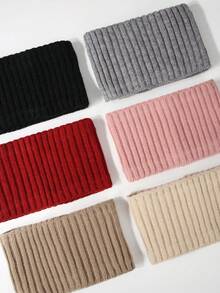 1件套女士冬季保暖针织柔软弹力双层加厚竖条纹图案头带，吸汗运动头带，防寒护耳头带，女士耳罩头带，适合日常生活和运动/瑜伽锻炼 - 豎條 - 查看 2