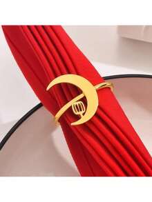 4/6 Stücke Goldene Metall-Mondförmige Serviettenringe, geeignet für Hotel, Zuhause, Küche, Esszimmer, Tischdekoration, Multi-Farben & Stile, für den täglichen Gebrauch, Bankette, Gäste verwendbar, ganzjährig einsetzbar