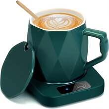 Calentador de Tazas de Café con Taza, Calentador de Tazas de Café para Escritorio, Juego Calentador de Tazas para Escritorio, Casa y Oficina, para Calentar Café, Bebida, Leche,é y Chocolate Caliente - Verde - Ver 11