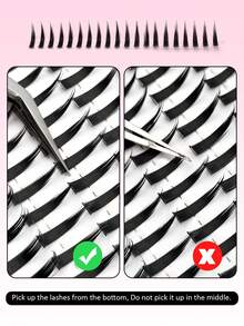 Asiteo 200pcs D-Curl Pointed Tip Cartoon Eyelash Extensions, Anime Thick Lash Clusters, Pointed Tip Individual Lashes, 12-20mm Length Cluster Lash Extensions, Fairy Individual Cluster Lashes - D - Xem 5