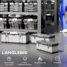 HOMCOM Tool Box, 3-Piece Set, Empty Tool Box With Tray, Handles, Locks, Stainless Steel Tool Box, Black+Silver - 1 - View 2