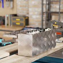 HOMCOM Aluminum Storage Box With Lock And Keys, 50 X 15.5 X 20.5