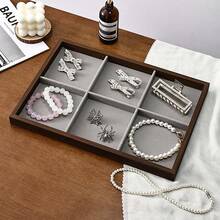 1pc Walnut Color Jewelry Organizer Tray, Necklaces Rings Jewelry Display Holder Tray, Gift For Girls Organizer Storage Box Travel Gifts - Walnut Tray - View 26