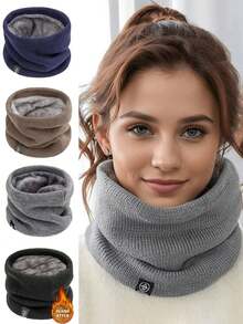 1 chiếc khăn quàng cổ/khẩu trang dệt kim, khăn choàng chống gió bằng vải cotton lông cừu, thích hợp cho nam và nữ khi trượt tuyết ngoài trời, màu ngẫu nhiên (đen, xám, xanh dương) - Nhiều màu - Xem 1
