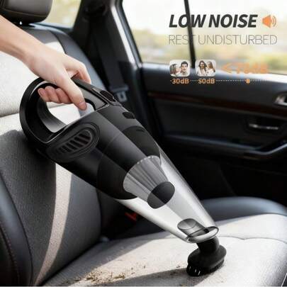 Aspiradora portátil mini para coches de mano: fácil de usar y potente, ideal para limpiar coches particulares, limpieza doméstica, así como pelaje de mascotas y desechos. Aspiradora portátil de 12V, aspiradora para coches potente con 8000PA, bajo ruido, incluye cinco accesorios. Aspiradora inalámbrica portátil para coches, solución de limpieza rápida, diseño anti-pelaje, compacta y pequeña, mango ergonómico, construcción duradera, rendimiento fiable, aspiración fuerte, esencial para viajes, exclusiva para propietarios de coches.