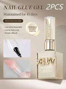 XEIJAYI 2pcs 15ml Nail Sticker Glue, UV LED Removable Sealing Gel, Glossy Sealing, Shiny Nail Polish