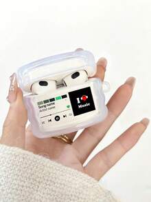 1pc Customized Bluetooth Transparent Earphone Case, Customizable Music Player With Song Title, Artist Name And Photo Personalization, Fashionable Soft TPU Earphone Box With Cute Text Design, Compatible With 1/2/3/4 Pro/Pro2