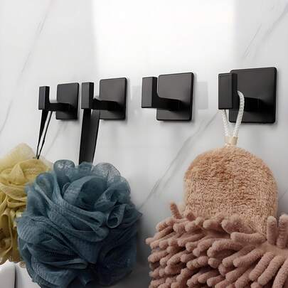 Bathroom Towel Hooks, Adhesive Towel Hooks, Shower Hooks, Sturdy & Durable No-Drill Bathrobe Hooks, Heavy-Duty Aluminum Alloy Coat Hooks, Wall Hooks For Hanging Clothes, Waterproof & Durable. Suitable For Bathroom, Kitchen And Office. Can Be Used To Hang Bathrobes, Jackets, Hats And Bath Balls.