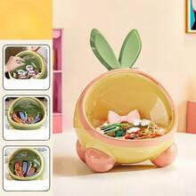 1pc Plastic Dustproof Desktop Storage Box, Cute Rabbit Ear Design Bedroom Toy Snack Organizer Box, Available In Pink White, Healing Blue, Soft Pink - Multicolor - View 14