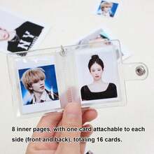 1 件/2 件迷你亮白色相册钥匙扣，16 容量 1 英寸口袋插入式 ID 相册，简约优雅的学生便携式相册 - 無色 - 查看 10