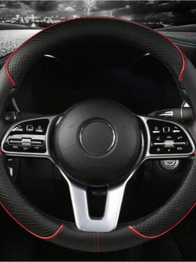 1 Stück Kohlefaser Leder, geprägter Auto Lenkradüberzug, PU-Mischung rutschfest und verschleißfest, geeignet für alle Jahreszeiten