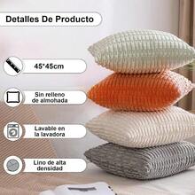 7CDXD Juego de 4 Fundas de AlmohadaFunda de Cojín Decorativas de Pana Suave y Cuadrado 45 x 45 cm Cómodo y Lavable a Máquina para Sofá Cama Automóvil Interior Exterior Decoración de Navidad Gris - gris4 - Ver 2
