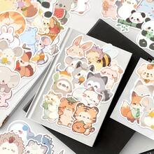 50pcs SCXXBSW Cute Cartoon Animal Stickers - Waterproof Self-Adhesive Pastel Yellow Irregular Shapes For Laptop, Phone Case, Luggage Decoration - DIY Durable Plastic Decals With Assorted Animal Designs - 50pcs/set - 查看 3