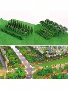 50个模型火车景观仿真树微缩雕像，2-6厘米/0.79-2.36英寸灌木模型树立体模型树，迷你树，适用于DIY工艺品建筑模型，人造战争游戏树模型家居装饰 - 彩色 - 查看 10