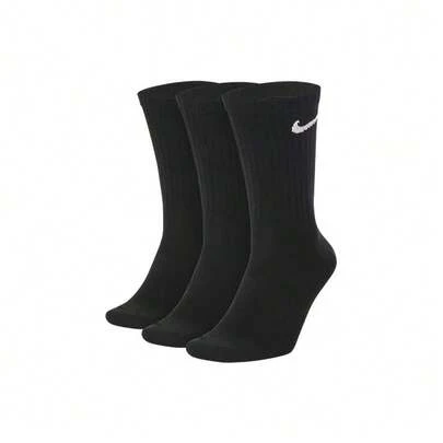  Nike Logo Sports High-Top Socks, Training & Fitness Mid-Calf Socks, Unisex, White, Multipack