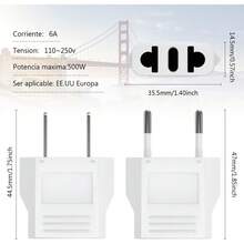 Adaptador de Enchufe para Europa, Clavija Adaptador de Corriente Europa a Americano, Aplicable a Estados Unidos, México (2 PCS) - Adaptador de enchufe americano - Ver 3