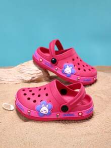 1 Pair Kids Soft EVA Breathable Non-Slip Wear-Resistant Cartoon Animal Sandals, Cute Rabbit Design Beach Shoes For Girls, Summer - Hot Pink - View 3