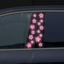 High Intensity Reflective Flower Car B - Pillar Sticker Self - Adhesive Cherry Blossom Center Pillar Decal Waterproof Vinyl Decal Car Window Bumper Decor Pink - 粉色 - 查看 8