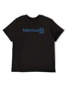 Bluetones Men'S Heavyweight Cotton T-Shirt - Crew Neck Streetwear Tee With Bold BLUE-TONES Graphic, Non-Transparent Fabric For Everyday Casual & Formal Outfits - Machine Washable Everyday Essential, Versatile Clothing, Modern Street Style, Durable Construction, Short Sleeve Shirt, Urban Style - Black - View 1