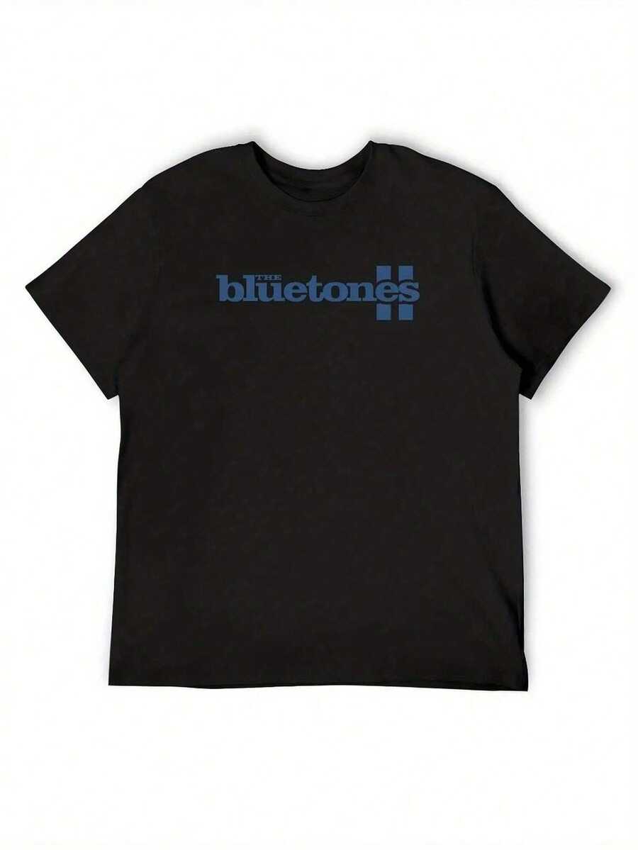 Bluetones Men'S Heavyweight Cotton T-Shirt - Crew Neck Streetwear Tee With Bold BLUE-TONES Graphic, Non-Transparent Fabric For Everyday Casual & Formal Outfits - Machine Washable Everyday Essential, Versatile Clothing, Modern Street Style, Durable Construction, Short Sleeve Shirt, Urban Style - Black - View 1