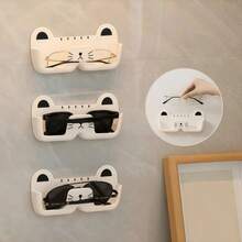 1/2pcs Wall Mounted Sunglasses Storage Rack, Cute Cat Shaped Sunglasses Holder, Space-Saving Glasses Display Stand, No Drill Eyeglasses Organizer, Suitable For Entryway, Living Room, Bedroom, Bathroom, Office, Dorm. Home Decor. - Multicolor - View 3