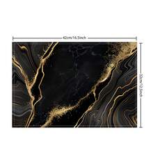2/4/6 pezzi Sottopiatti di lusso in marmo nero e oro, 31,75 x 41,91 cm, lavabili, rettangolari, adatti per cucina, sala da pranzo, decorazioni per feste e banconi - nero - Visualizzare 4
