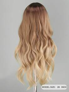 28 Inch Long Wavy Ombre Golden Synthetic Wig, Heat Resistant Fiber Wig Suitable For Women - Elegant Style, Natural Look, Fits All Light Blonde Tones - Multicolor - View 6
