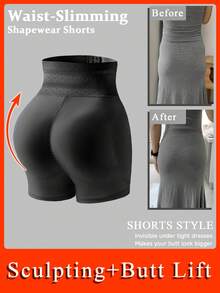 Women's High Waist Belly-Tight Panties, Breast-Shaped Shorts, With Removable Sponge Inner Pads, Fake Buttocks And Waist-Lifting And Hip-Lifting, Waist-Length Slim Body-Beautiful Body, Sexy Tights Base, Fashionable Body-Shaping Clothes Tummy Control Shapewear Tummy Control Tummy Control Underwear Butt Lift Butt Pads Leggings For Women Shorts Lencería Para Mujer High Waisted Leggings Weight Loss - 黑色 - 查看 1