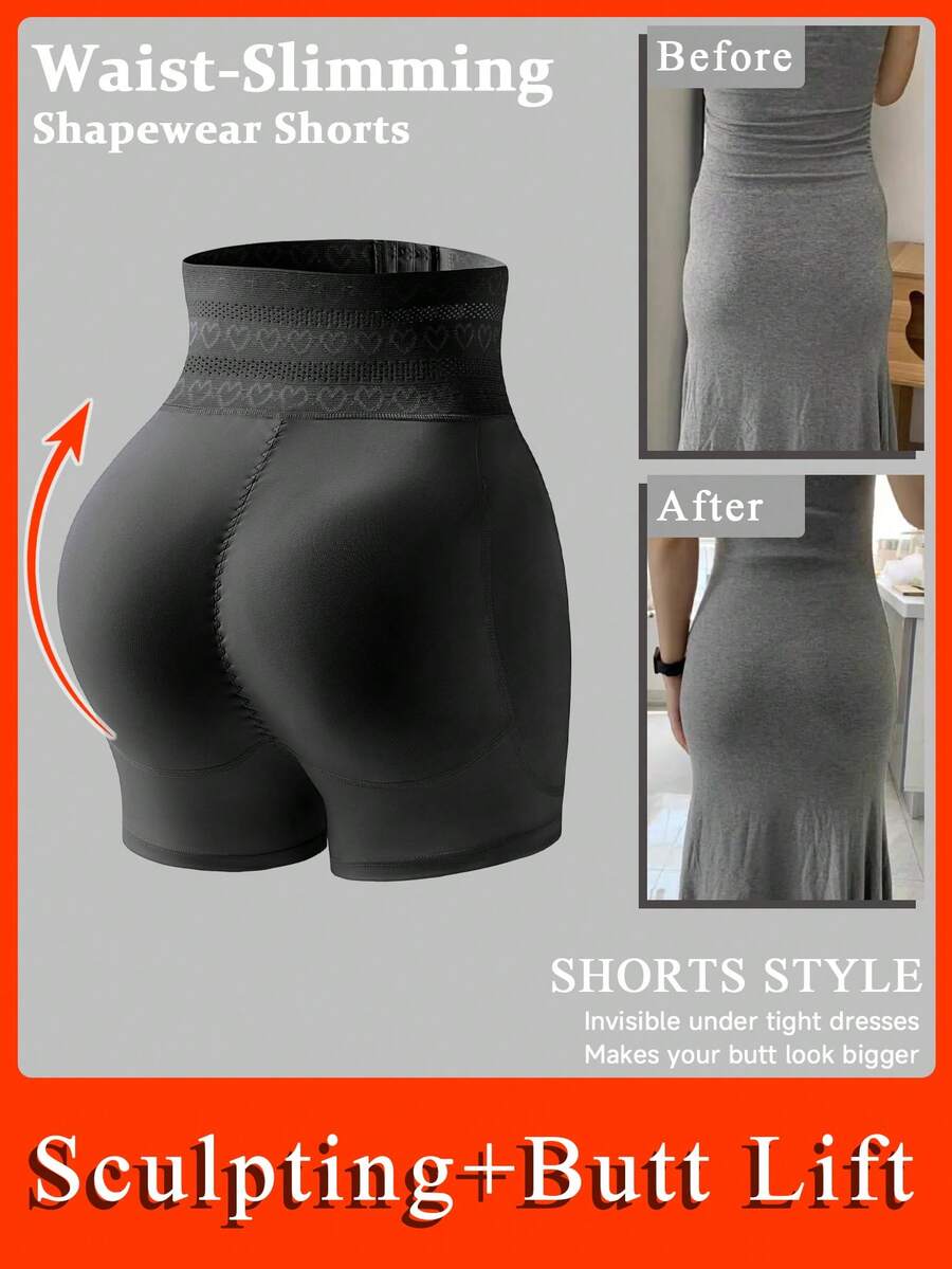 Women's High Waist Belly-Tight Panties, Breast-Shaped Shorts, With Removable Sponge Inner Pads, Fake Buttocks And Waist-Lifting And Hip-Lifting, Waist-Length Slim Body-Beautiful Body, Sexy Tights Base, Fashionable Body-Shaping Clothes Tummy Control Shapewear Tummy Control Tummy Control Underwear Butt Lift Butt Pads Leggings For Women Shorts Lencería Para Mujer High Waisted Leggings Weight Loss - 黑色 - 查看 1